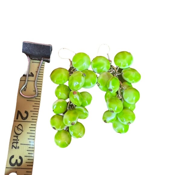 Vintage 90s Green Cluster Dangle Earrings - Picture 3 of 3